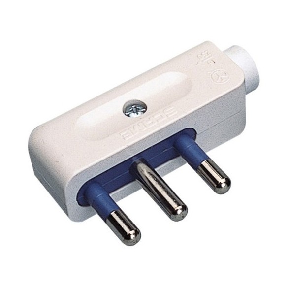 Spina "salvaspazio" 16a 2p+t, uscita cavo a 90°, f