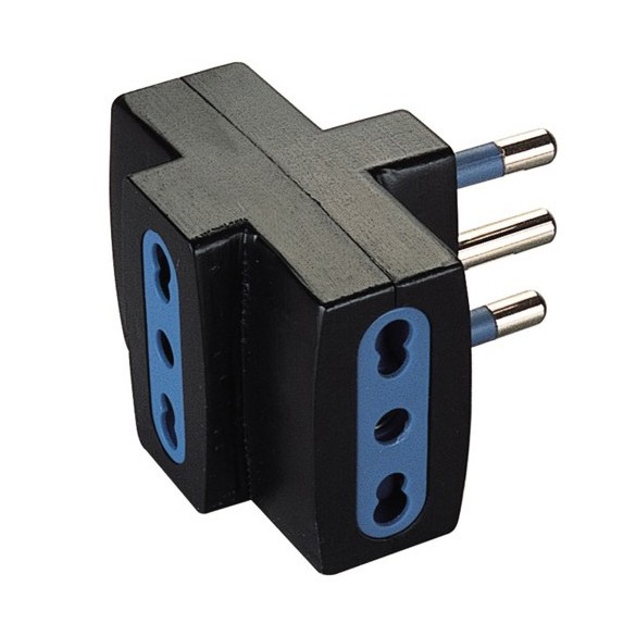 Adattatore con spina 16a 2p+t e 3 prese bivalenti