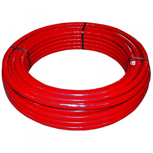 Tubo multistrato rivestito con guaina rotolo 50 mt - ø 16 mm rosso