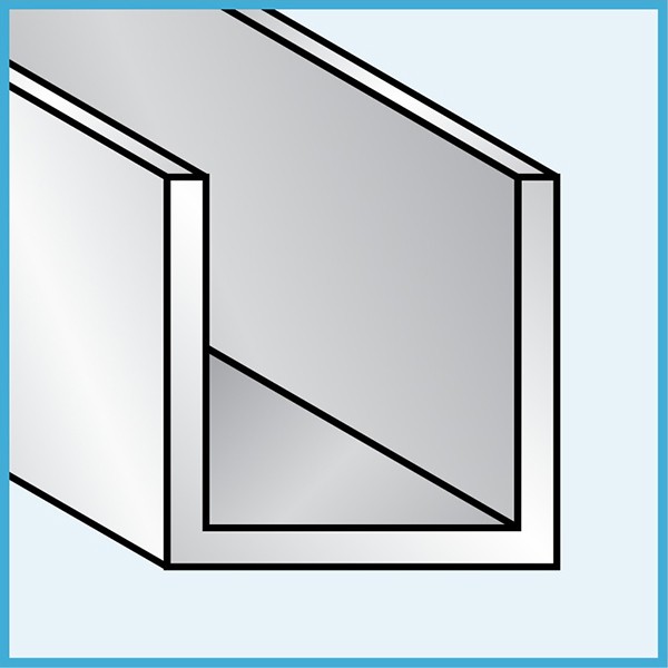 Profilo a &quot;U&quot; alluminio 10x10x1 argento (2 aste da 2 metri)