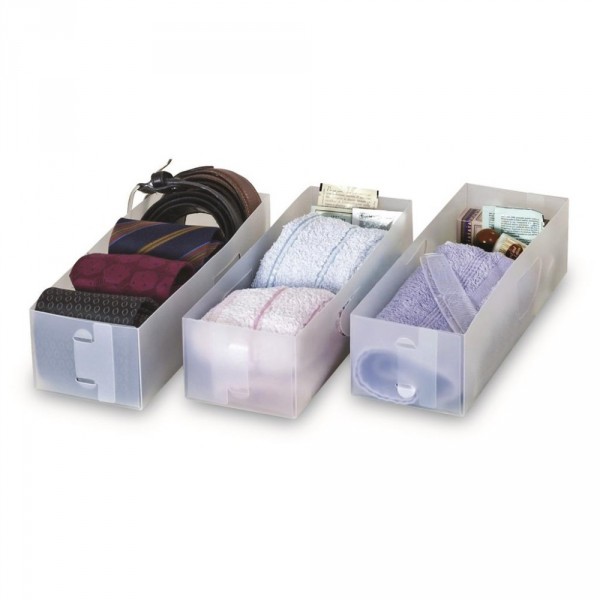 Divisore organizzatore spazi cassetto Domopak Living 911020 set 3 pezzi 10,5x30x8 cm