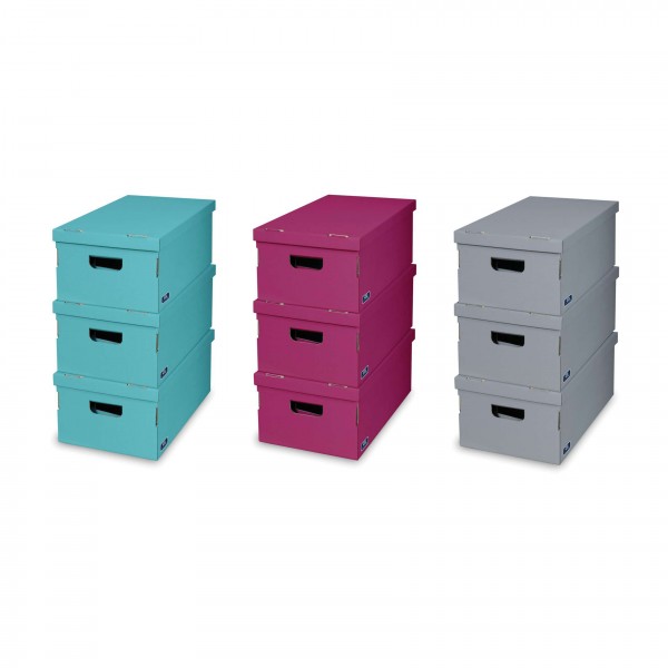 Scatole automontanti guardaroba tinta unita domopak living 914560 set da 3 pezzi varianti assortite