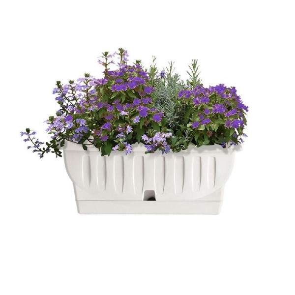 Fioriera da esterno Natura Bama con sottovaso 40,5x19x17,5 cm colore bianco