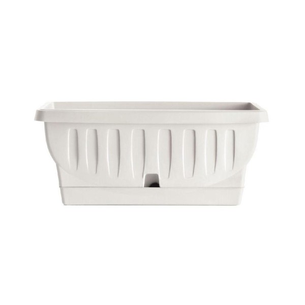 Fioriera da esterno Natura Bama con sottovaso 40,5x19x17,5 cm colore bianco