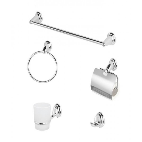 Set accessori bagno 5 pz serie facile cromo/vetro