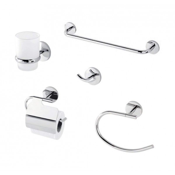 Set accessori bagno 5 pz serie bora cromo/vetro