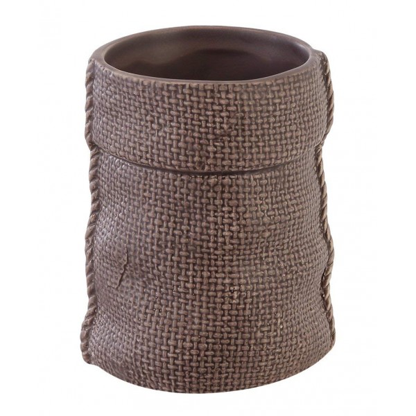 Porta spazzolino linea sacco in ceramica grigio