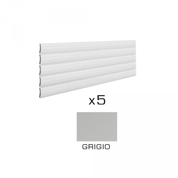 5 fasce di ricambio per tapparella 123 x 27,5 cm torino grigio rollplast
