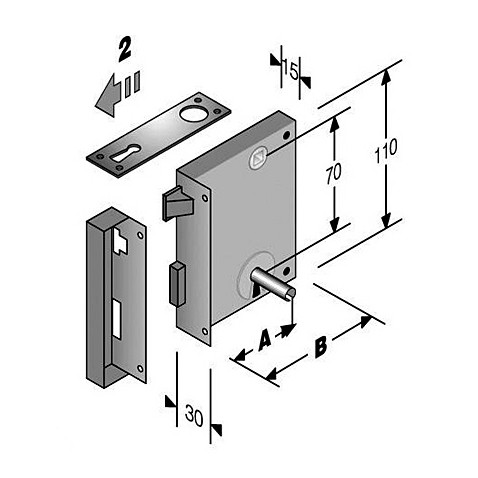 Serratura patent int.70 s/185 bronz. sx e.55