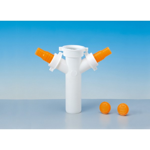 Raccordo bianco 2 vie per lavatr. lavast. 1"1/2x40