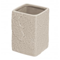 Porta spazzolino linea petra in ceramica beige