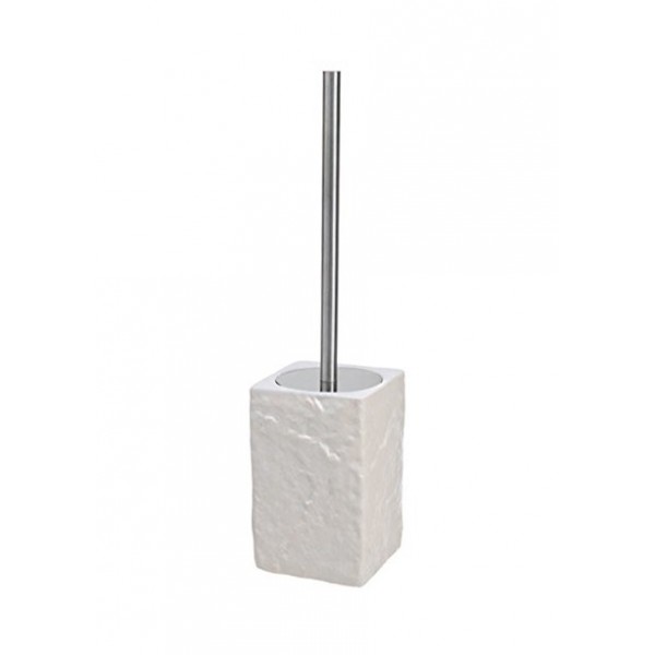 Porta scopino linea petra in acc e ceramica bianco