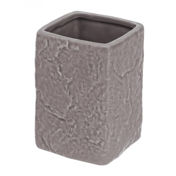 Porta spazzolino linea petra in ceramica grigio