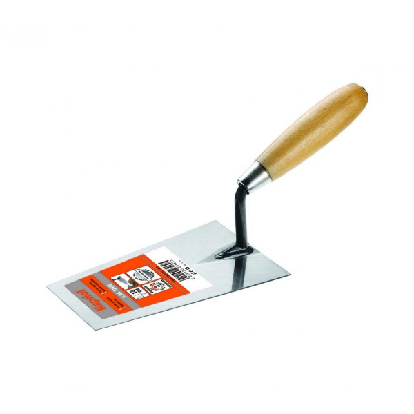 Cazzuola punta tonda manico in legno 18 cm