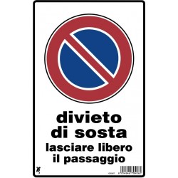 Cartello sosta vietata pvc 200x300 mm