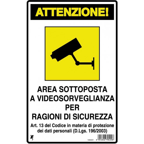 Cartello videosorveglianza pvc 200x300 mm