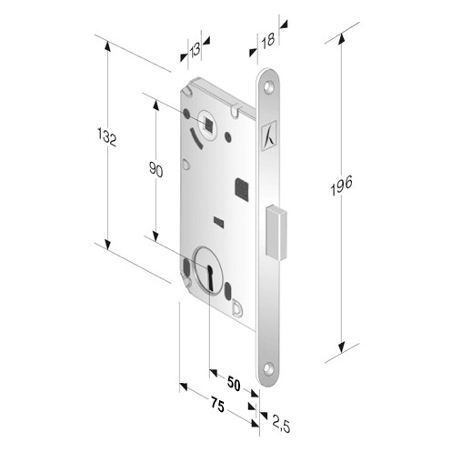 Serratura b-forty patent int. 90 e.50 cromo opaco