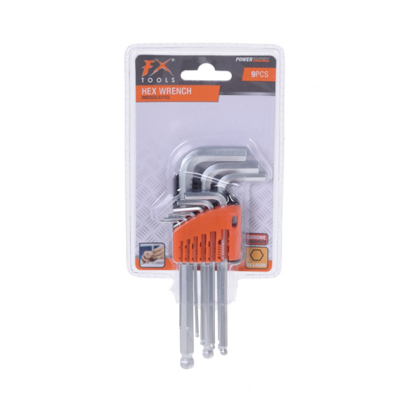 Set chiavi a brugola esagonali in cromo vanadio 9 pezzi