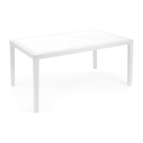 Tavolo da giardino rettangolare Prince effetto rattan 150x90x72 cm bianco