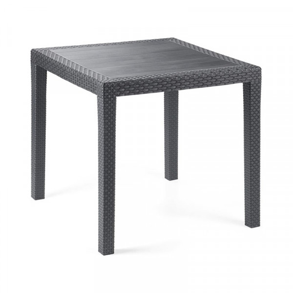 Tavolo da giardino quadrato King 79x79x72 cm effetto rattan antracite