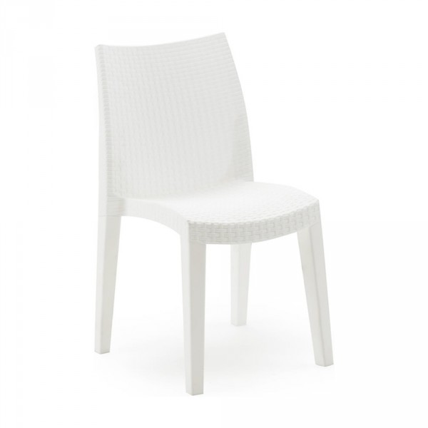Sedia da giardino Ipae Progarden Lady impilabile effetto rattan bianco