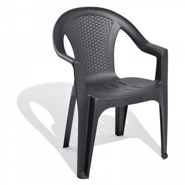Sedia da giardino Ischia monoblocco impilabile effetto rattan antracite