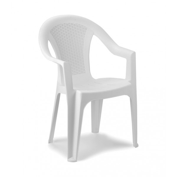 Sedia da giardino Ischia monoblocco impilabile effetto rattan bianca