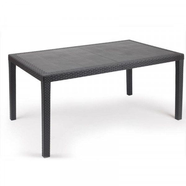 Tavolo da giardino rettangolare Prince effetto rattan 150x90x72 cm antracite