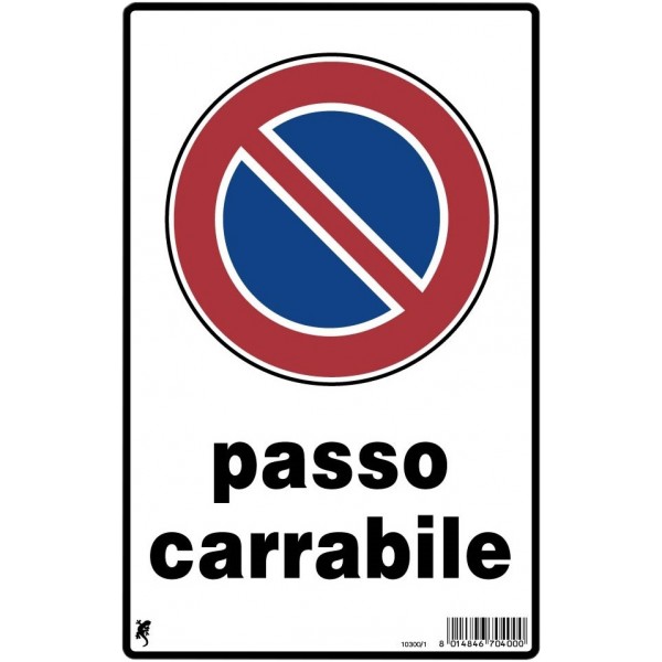 Cartello plastica cm 30x20 passo carrabile