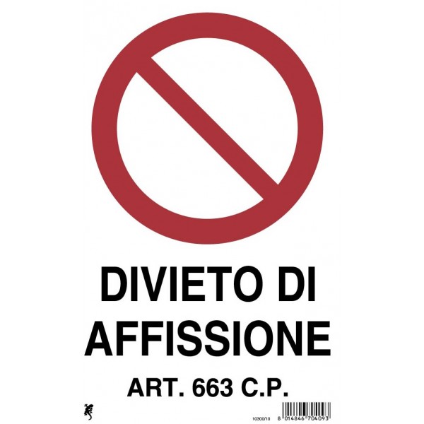 Cartello plastica cm 30x20 divieto di affissione a