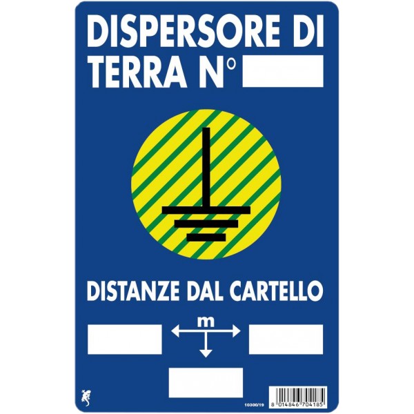 Cartello plastica cm 30x20 dispersore di terra n