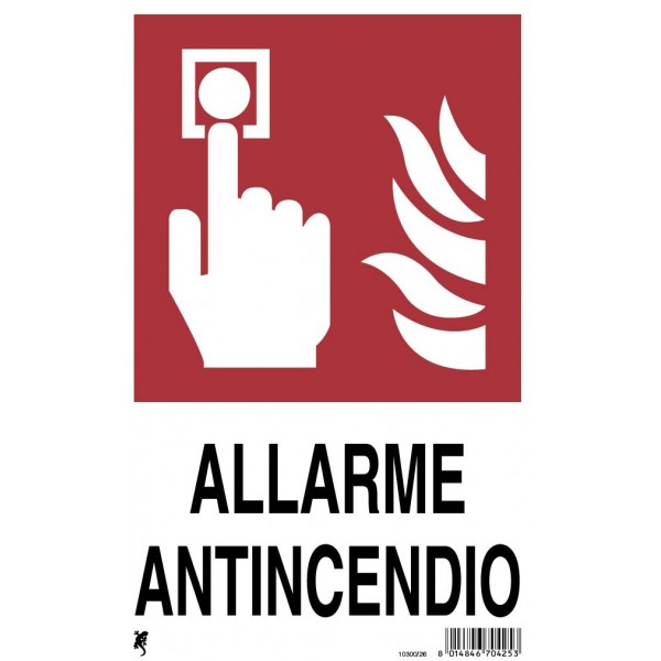Cartello plastica cm 30x20 allarme antincendio