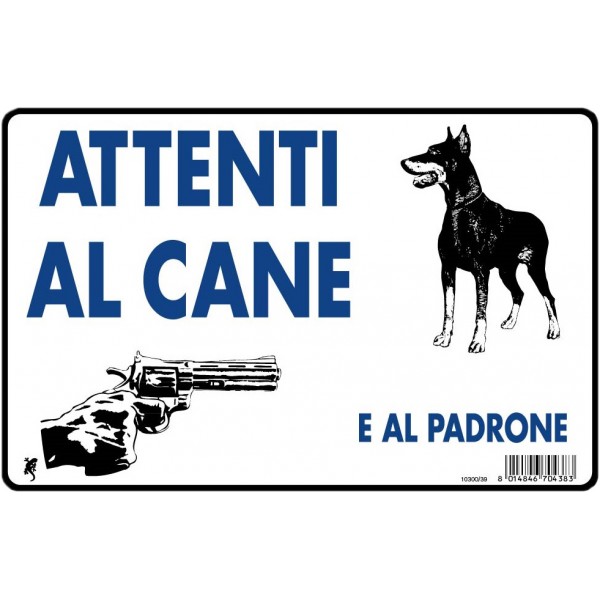 Cartello plastica cm 30x20 attenti al cane e al pa