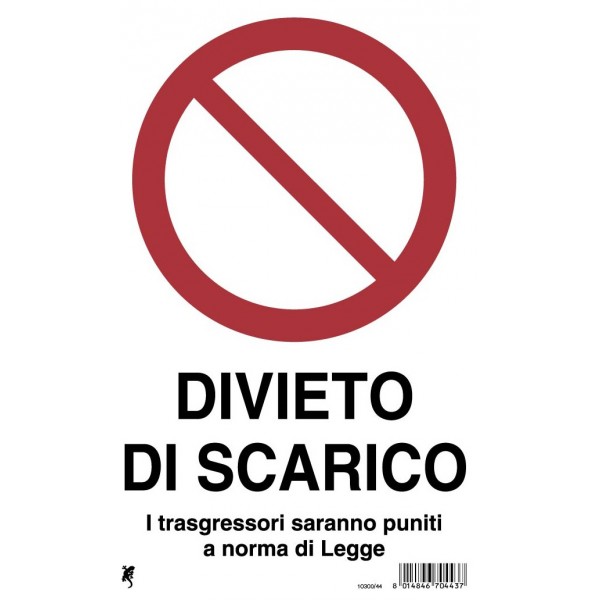 Cartello plastica cm 30x20  divieto di scarico