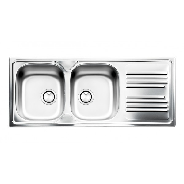 Lavello cucina 2 vasche con gocciolatoio a destra inox Apell Atmosfera 116x50 cm