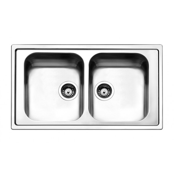 Lavello cucina 2 vasche semifilo Apell Melodia 86x50 cm acciaio inox spazzolato