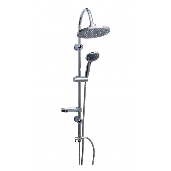 Saliscendi colonna doccia d. 20 cm con doccetta 5 funzioni cromato