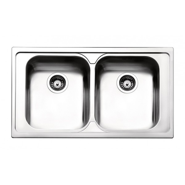 Lavello cucina 2 vasche in acciaio inox antigraffio Apell Venezia 86x50 cm