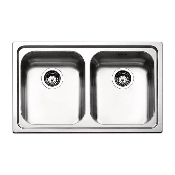 Lavello cucina 2 vasche Apell Venezia in acciaio inox antigraffio 79x50 cm