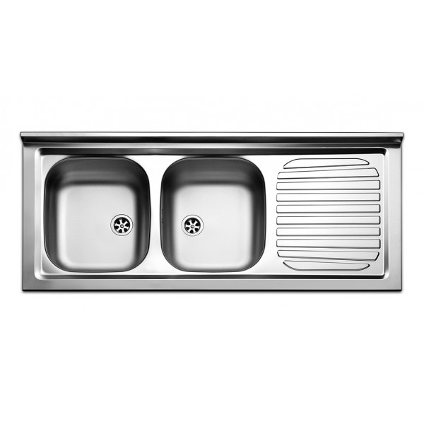 Lavello cucina 2 vasche con gocciolatoio a destra inox Apell Pisa 120x50 cm 