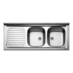 Lavello cucina inox 2 vasche con gocciolatoio a sx...