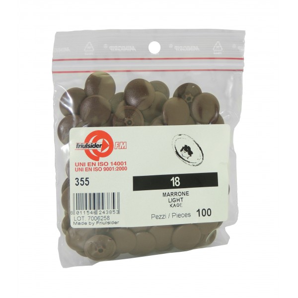 Cappucci plastica d. 18 per tx40 marrone (100 pz)