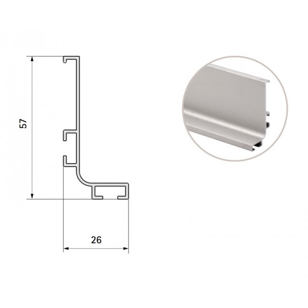 Gola classica orizzontale sottotop anodizzato lucido 4,2 mt