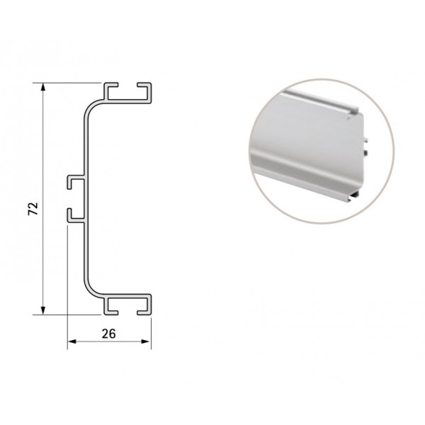 Gola classica orizzontale cassetto anodizzato lucido 4,2 mt