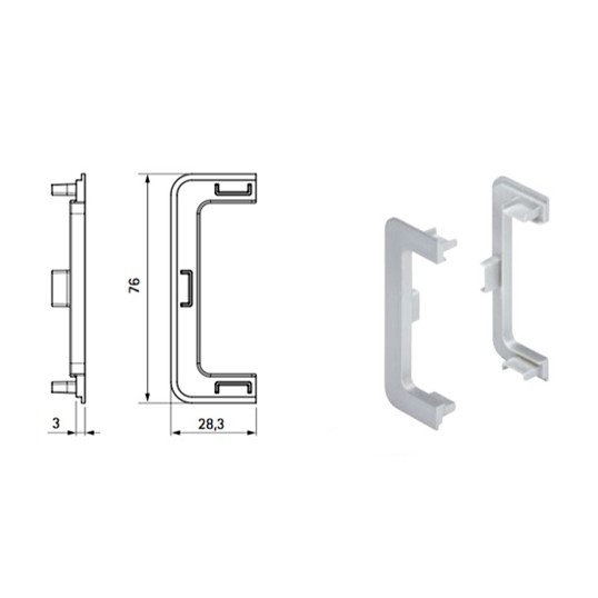 Terminale esterno per cassetti pvc grigio