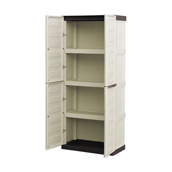 Armadio in resina alto per esterno 2 ante 70x39x165 cm tortora Artplast S70TPT