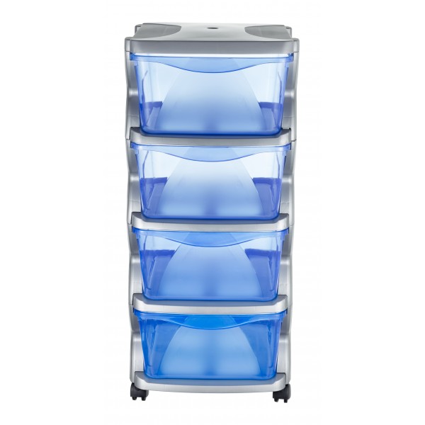 Cassettiera con 4 cassetti Bama Insieme in polipropilene 36 x 40 x 80 cm argento