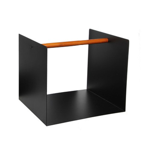 Portalegna da interno in metallo con manico 35x35x30 cm nero