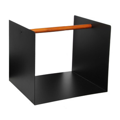 Portalegna da interno in metallo con manico 44x37x27 cm nero