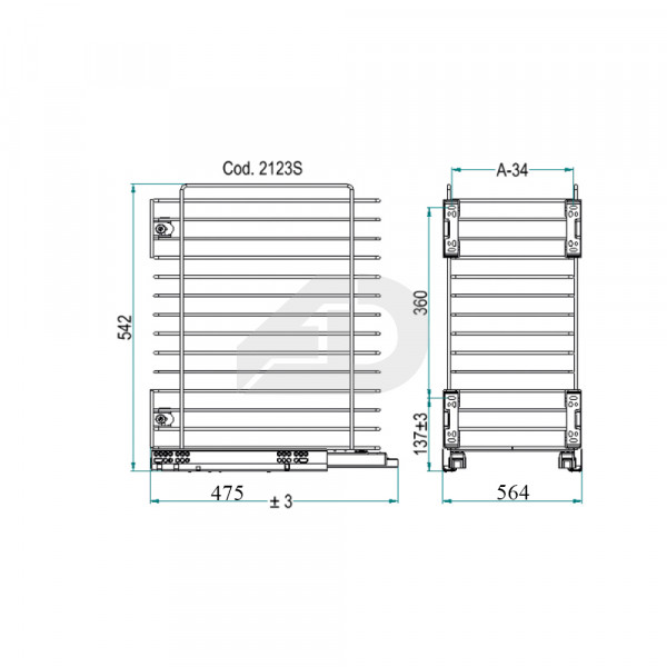 Portabiancheria quadro a estrazione manuale con staffe 60x45cm Inoxa 2123S cromo